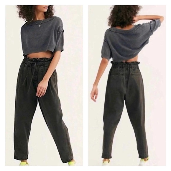 Free People Pants - FREE PEOPLE Margate Pleated Trouser Pants Womens Small Charcoal Gray High Rise